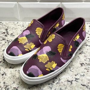 Coach Chrissy Floral Leather Slip-On Sneakers EUC